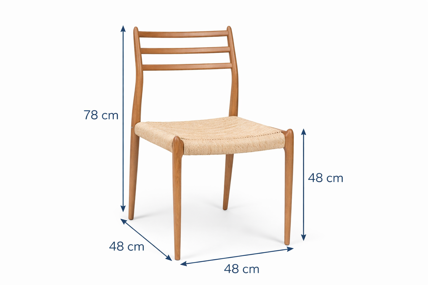 Silla Madera De Hevea Cuerda 48X48X78