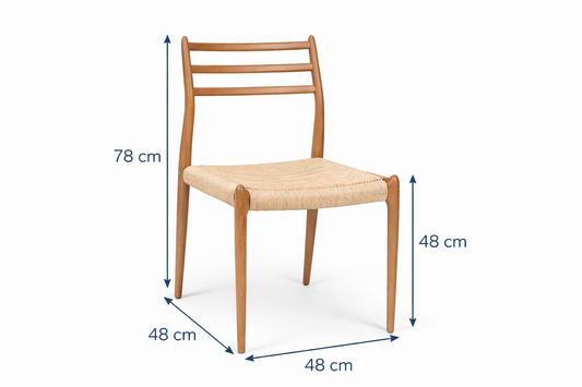 Silla Madera De Hevea Cuerda 48X48X78