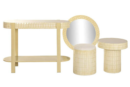 Reposapies Metal Poliester 37X37X45 Mosaico Crema
