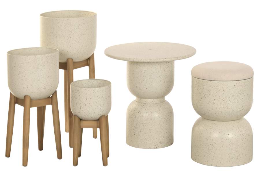 Mesita Auxiliar Metal Mdf 50X50X51 Simil Piedra