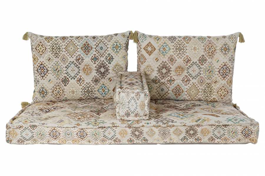 Sillon Set 4 Algodon 145X76X13 Desgastado Beige