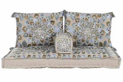 Sillon Set 4 Algodon 150X76X20 Doble Azul