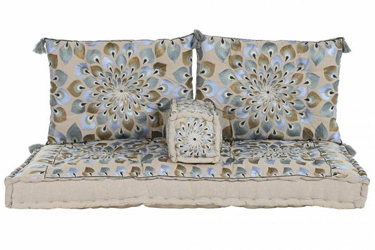 Sillon Set 4 Algodon 150X76X20 Doble Azul