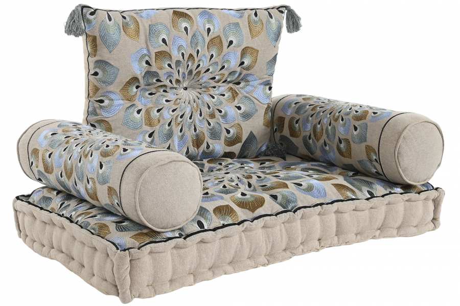 Sillon Set 4 Algodon 90X55X18 Doble Azul