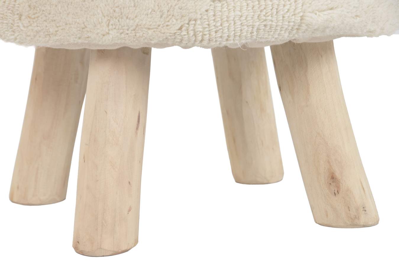 Reposapies Lana Madera 40X40X40 Hecho A Mano Crudo